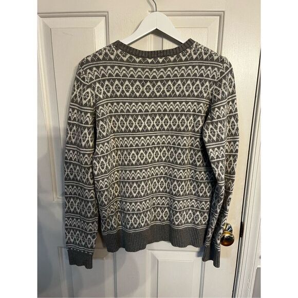 WinterSilks Gray & White Print Cotton Crew Neck Sweater sz L NWOT - Picture 6 of 6